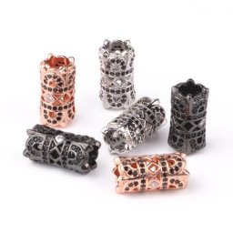 Tube creux en laiton CZ Micro Pave Black Cubic pour hommes entretoise de cone contre-indiquée