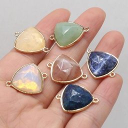 Pierre semi-réservoir naturelle à facettes Lapis Lazuli opale connecteur à double trou pendentif