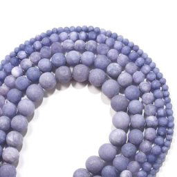 Perles de Jades en calcédoine violette givrée 1 brin/lot de 4 à 12MM perles rondes mates en vrac