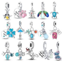 Breloques colorées en argent pour bracelets Pandora perles pour bricolage cadeau de bijoux