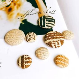 ZEROettes Wind Bamboo Straw Cameo Button Boucles d'oreilles Broche Pendentif Accessoires