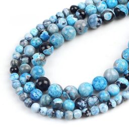 Perles Rondes en Pierre Naturelle d'Agates de enquêter Bleues Accessoires pour Bijoux de