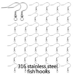 Fermoirs de Boucles d'Oreilles en Acier Inoxydable 200 Pièces 316 Générateurs Crochet de Poisson