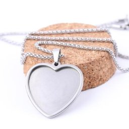 Lot de 5 pendentifs en acier inoxydable 25mm pour Cabochon en forme de cœur 53cm bricolage long