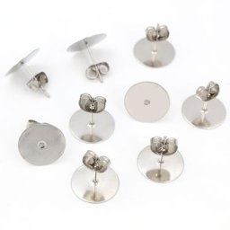 Boucles d'Oreilles Vierges en Acier Inoxydable Cabochon de 12mm Camée Paramètres Bricolage