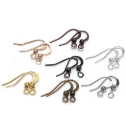 100 pièces 19*18mm boucle d'oreille composants crochets torsion or Bronze oreille crochet fermoirs
