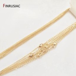 Chaîne fine en métal plaqué or véritable épaisseur 1.4mm longueur 50cm pour la fabrication de