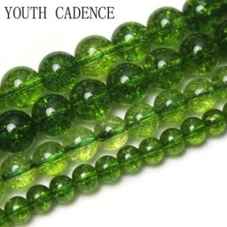 Pierre de cristal craquelé vert olive naturel perles d'espacement rondes adt 6mm 8mm 10mm