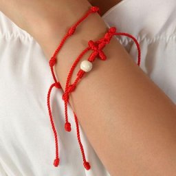 Bracelet croisé à 7 nœuds fait à la main 2 pièces amulette porte-bonheur pour succès et