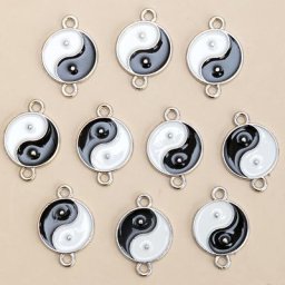 Breloques en émail Tai Chi 10 pièces/lot connecteur pendentif bricolage Bracelet collier
