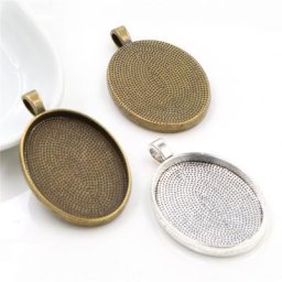 10 pièces 22x30mm taille intérieure Antique argent couleurs Bronze Style Simple camée Cabochon Base