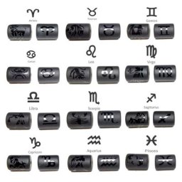 Perles d'espacement en Onyx noir mat 12 constellations en pierre naturelle cylindre pour