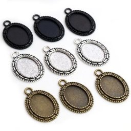 10 pièces 13x18mm taille intérieure Antique argent plaqué Bronze noir Simple camée Cabochon Base