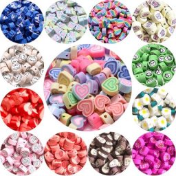 30/50 pièces/lot de perles d'argile polymère Animal de dessin animé 10mm perles d'espacement bleu