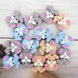 Chenkai – perles de lapin en Silicone sans BPA 50 pièces collier de dentition pour bébé