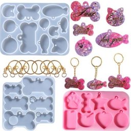 Moule en Silicone pour porte-clés étiquette en os de chien petits poissons moules en résine époxy