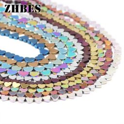 Perles en pierre naturelle couleur or bleu noir cœurs de pêche entretoise en hématite pour la