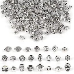 Perles Tibétaines Antiques en Argent Boule Creuse en Métal Espacement pour Bijoux Bracelet à