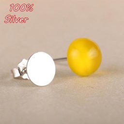 Clou d'oreille Turquoise couleur argent Sterling 100% 925 3MM à insérer 5MM ambre vide à 7MM