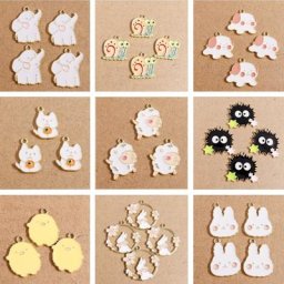 Breloques animales mignonnes pour bijoux émail exécutif ours chien chat éléphant boucles