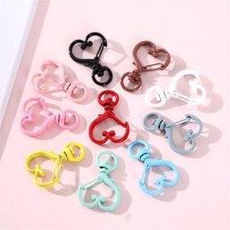 Lot de 10 porte-clés colorés en forme de cœur accessoires de bricolage fournitures de fabrication