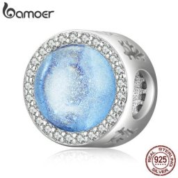 Bamoer-Bracelet en argent regardé 925 véritable pour femme perle ronde breloque émaillée de