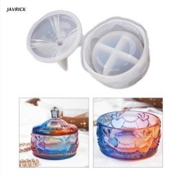 Boîte en résine époxy avec couvercle moule 3D en Silicone pour bricolage de bijoux pot de