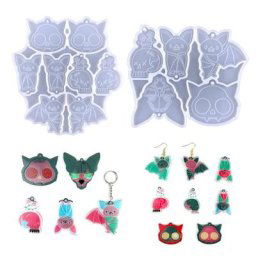 Moule en résine de chauve-souris d'halloween crâne gothique en Silicone époxy boucles d'oreilles