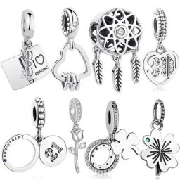 ELESHE-Breloques originales en argent regardé 925 adaptées aux bracelets à breloques bijoux