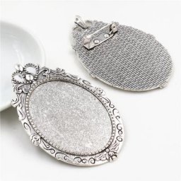 Nouvelle Mode 5pcs 30x40mm Taille Intérieure Antique Argent Plaqué Broche Broche Fleurs Style Base