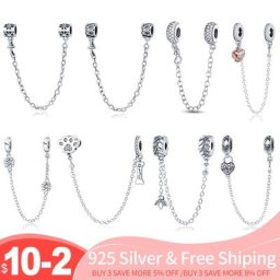 Chaîne de sécurité Pandora 925 Sterling Silver Brand New 100% 925 Sterling Silver Floral Pandora
