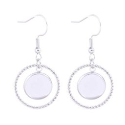 Base de boucle d'oreille en acier inoxydable cabochon de 12mm lunette avec cerceaux crochets de
