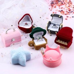 Boîte à Bijoux Créative en Velours Présentoir pour Bague Boucles d'Oreilles Collier Bracelet