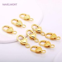 Fermoirs en forme de cœur plaqué or 18 carats 26.5x14mm en alliage de Zinc pour porte-clés vente