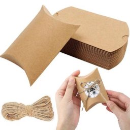 Boîtes d'oreiller Kraft avec ficelle de jute de 10 mètres mini boîtes cadeaux pour présentoir à
