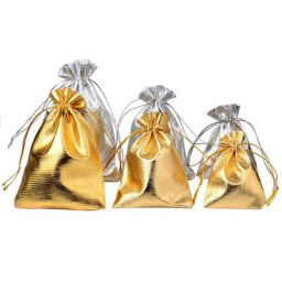 Sac de rangement de bijoux en feuille d'or emballage de documents gril à proximité sacs cadeaux
