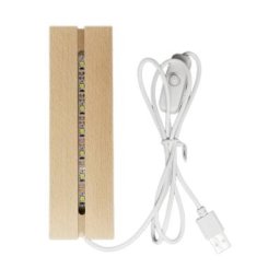M4YF Rectangle Display Base LED Lights Display Pedestal Crystal Wooden Lighted Base Stand for 3D