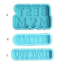 Porte-clés BEST MOM DAD moules en résine Rectangle lettre mot pendentif moule en Silicone