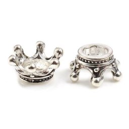 Perles d'espacement faites à la main 100 pièces couronne métal Antique couleur argent