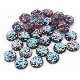 40 pièces 12mm 10mm 8mm nouvelle mode bleu et rose et or couleur mélange couleur dos plat Cabochons