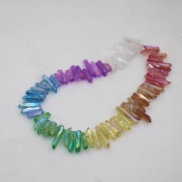 Nouveau! Fil de perles naturelles à pointe en cristal brut 7 sortes de couleurs mélangées 15.5