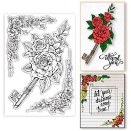 Timbres transparents en silicone pour clé de fleur fleurs vintage caoutchouc pour carte album