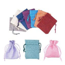 Pochettes d'emballage de bijoux en jute sac en lin hessien pour collier perles petit cadeau sacs