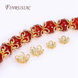 Perles creuses en laiton plaqué or 18 carats capuchons de fleurs pour perles bijoux de bricolage