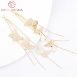 Pendentifs en laiton de couleur or 24K 4 pièces longueur 6968 CM breloques papillon en Zircon