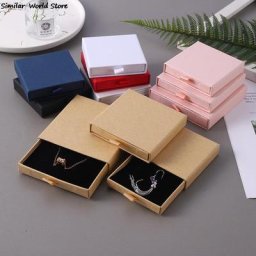 Boîte d'emballage de bijoux en papier kraft fin carte de voeux collier bracelet étui cadeau GT