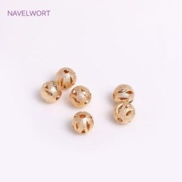 Perles rondes en métal plaqué or 18K 6mm/8mm perles d'espacement à motif creux en laiton pour