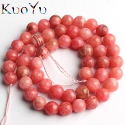 Perles rondes et lisses en Rhodochrosite pierre naturelle pour la fabrication de bijoux collier