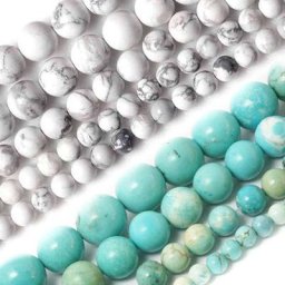 Perles en pierre howlite blanche naturelle et bleu ciel 4mm 6mm 8mm 10mm pour bracelet et collier