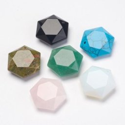 Trou de forage hexagonal en pierre naturelle aventurine verte œil de tigre quartz rose perles